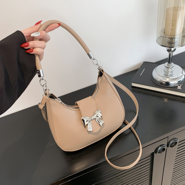 Western Style Bow Solid Color Shoulder Bag