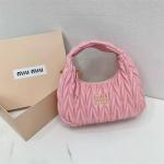 Miu Pleated Macaron Crescent Shoulder Bag