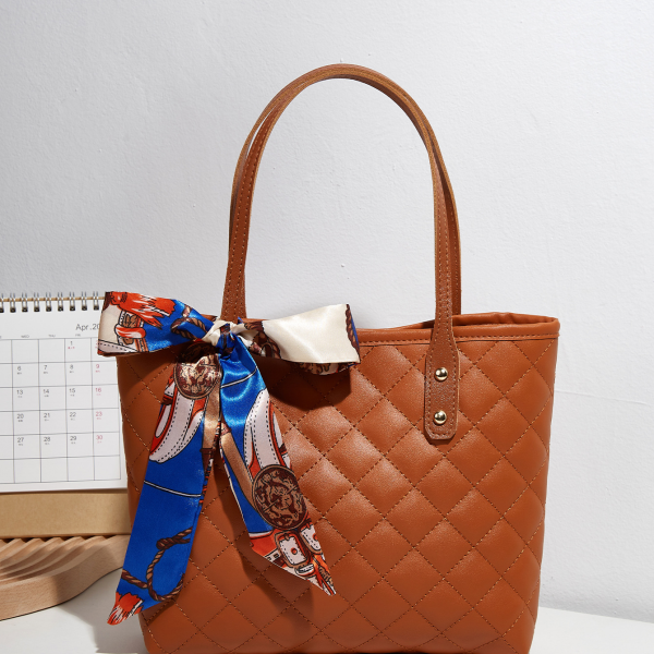 Diamond Embroidery Silk Scarf Bucket Tote Bag