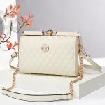 Glossy Leather Steel Clip Evening Shoulder Bag