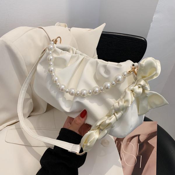 Pearl Pleated Cloud Underarm Shoulder Bag
