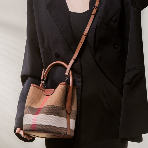 High-End Plaid Canvas Mini Bucket Bag