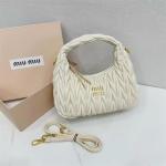 Miu Pleated Macaron Crescent Shoulder Bag