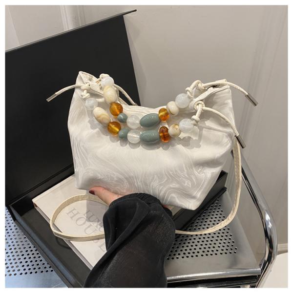 Chinese Style Pearl Bucket Crossbody Bag