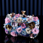 Elegant Floral Sequin Evening Clutch Bag