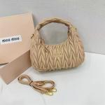 Miu Pleated Macaron Crescent Shoulder Bag