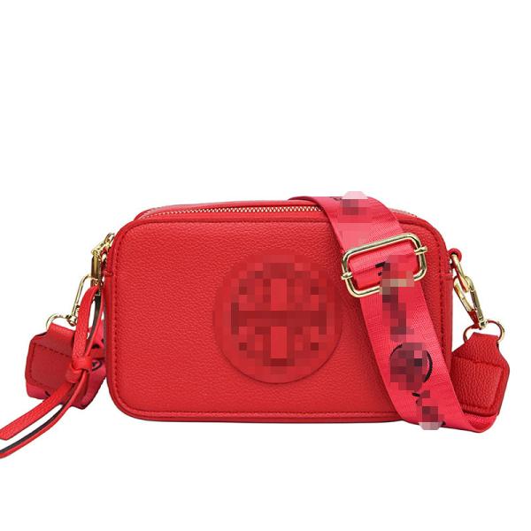TB Litchi Pattern Double Zipper Small Crossbody Bag