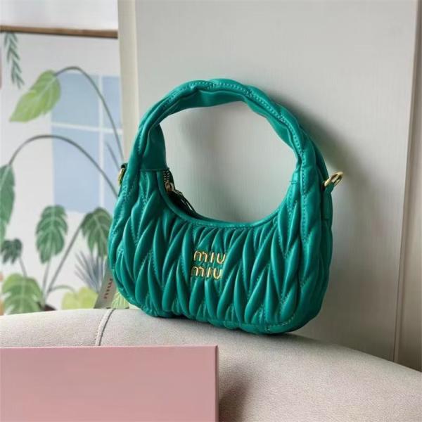 Miu Pleated Macaron Crescent Shoulder Bag
