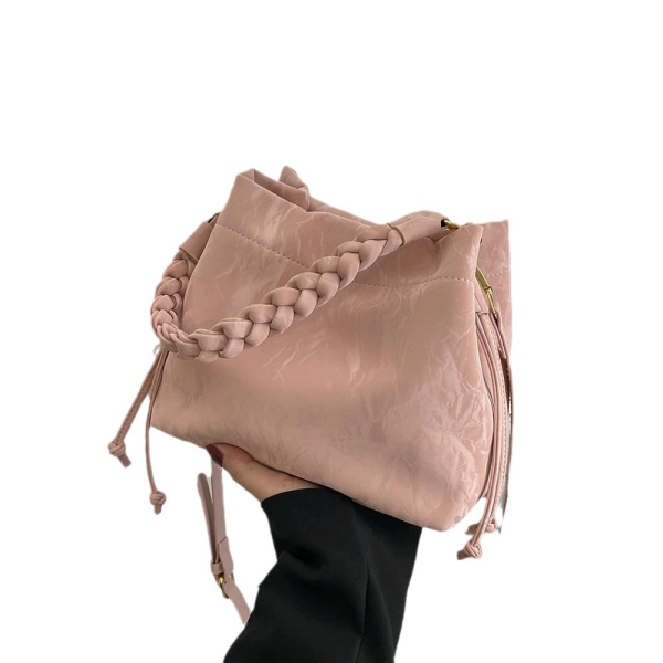 High-End Pink Niche Bucket Crossbody Bag
