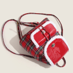 Plaid Lamb Wool College Style Mini Backpack