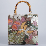 High-End Pink Embroidered Sequin Bamboo Handbag