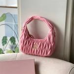 Miu Pleated Macaron Crescent Shoulder Bag