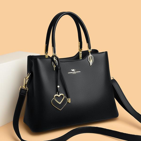 Soft Leather Three-Layer Large Messenger Bag