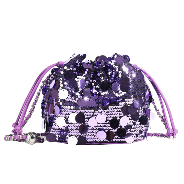 Chinese Style Embroidered Sequin Mesh Drawstring Bag