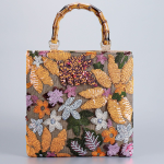High-End Pink Embroidered Sequin Bamboo Handbag