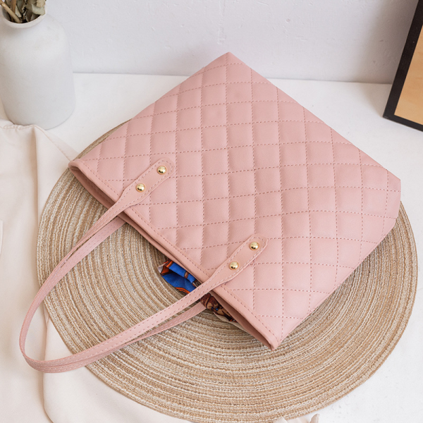 Diamond Embroidery Silk Scarf Bucket Tote Bag