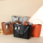 Litchi Texture Silk Scarf Large Tote Bag