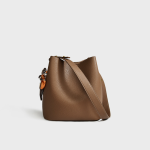 Soft Leather Silk Scarf Bucket Shoulder Bag