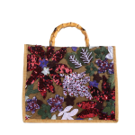 High-End Embroidered Sequin Mesh Bamboo Tote Bag