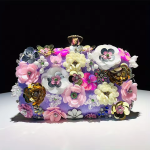 Elegant Floral Sequin Evening Clutch Bag