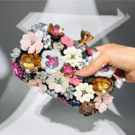 Elegant Floral Sequin Evening Clutch Bag