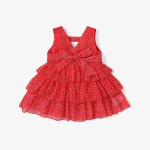 PatPat Dots Print Flounce Layered Sleeveless Baby Dress-3years